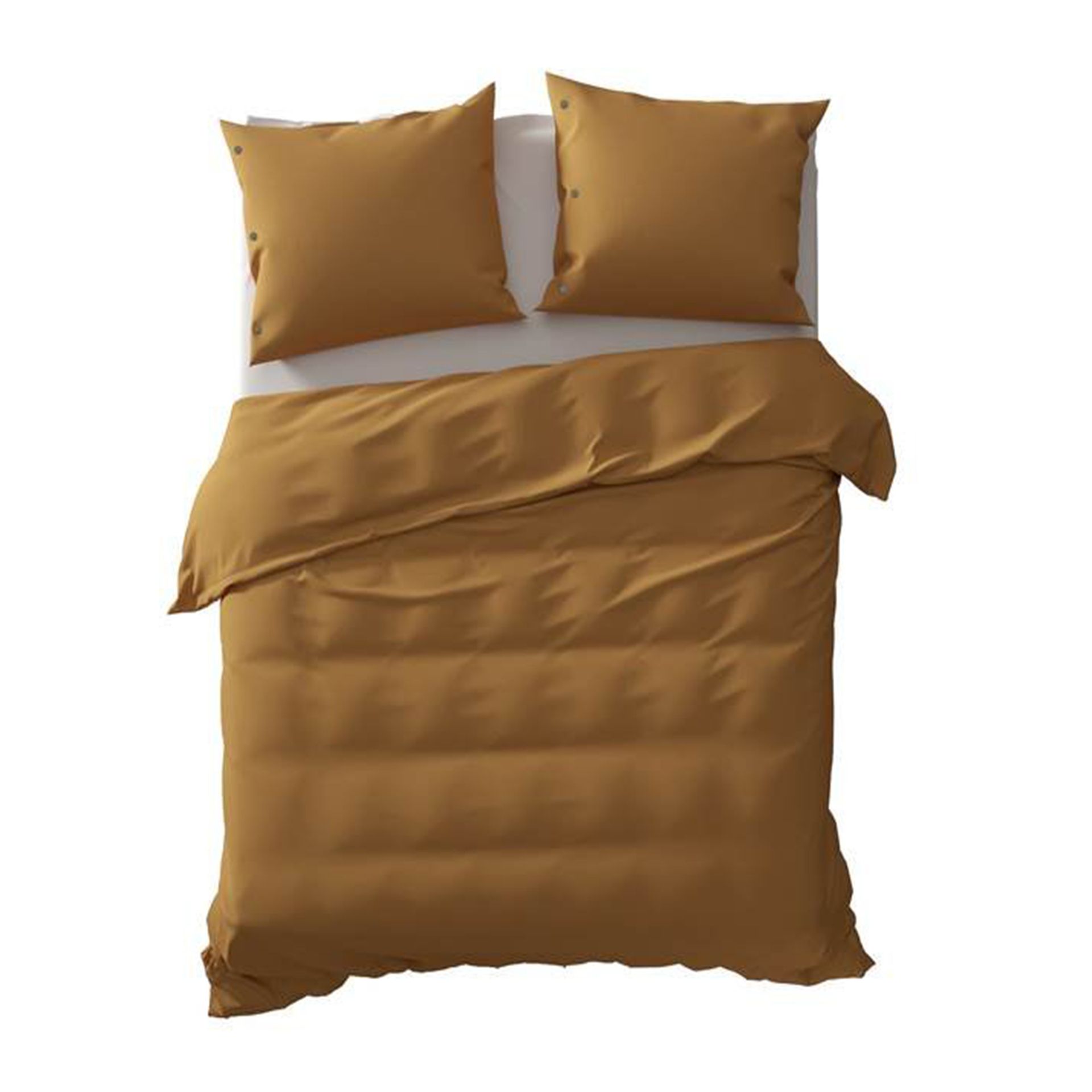 Yellow Percale cognac brown Dekbedovertrek