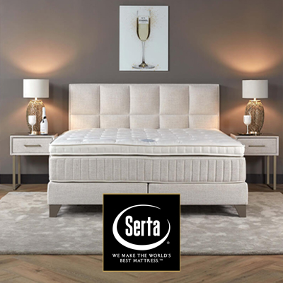 Moderne Serta boxspring met luxe afwerking en optimaal slaapcomfort