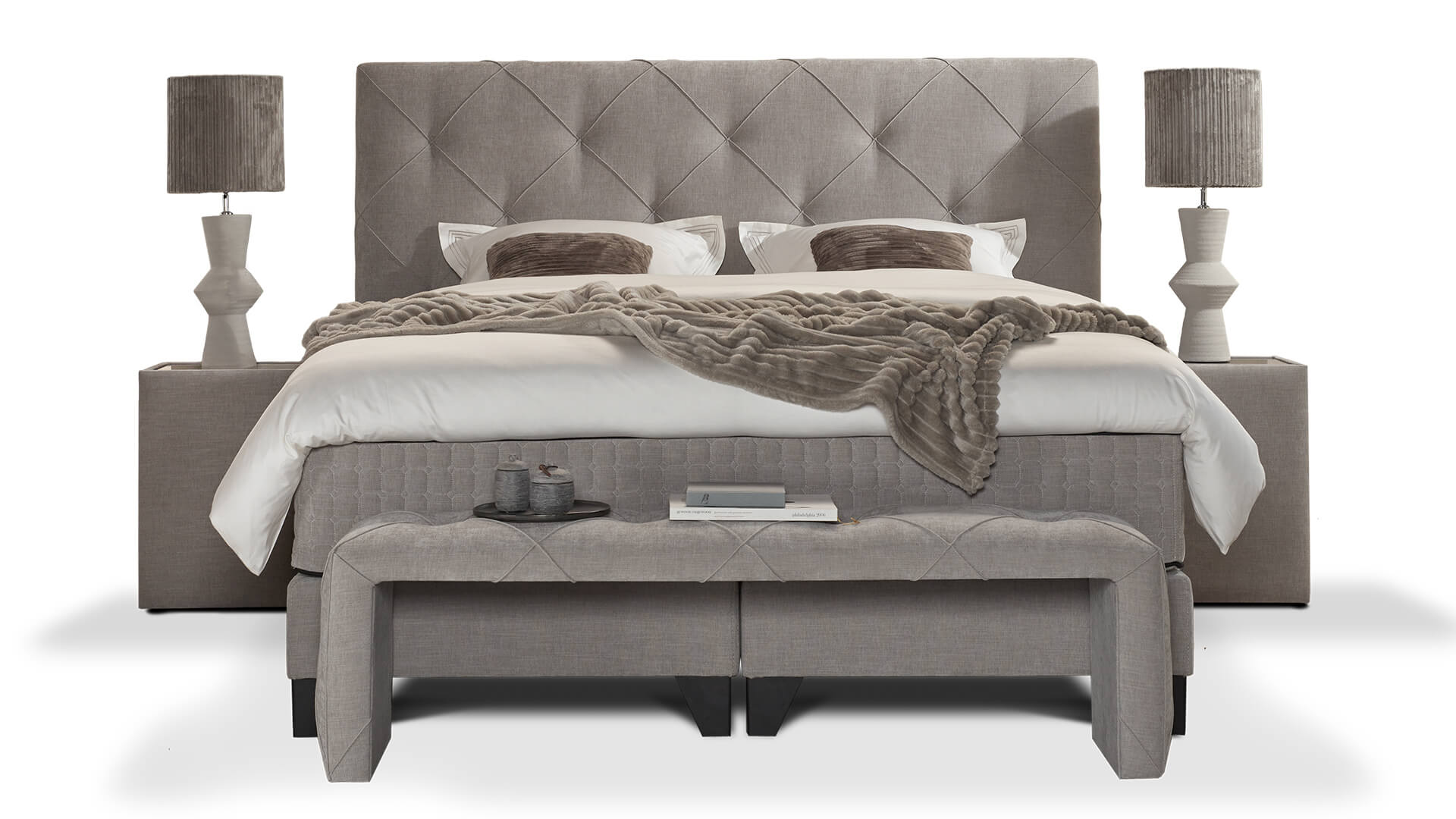 Vrijstaand Serta Magnifique boxspring met oversized hoofdbord uit de Premium Series